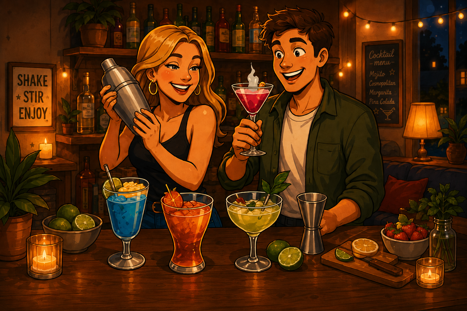 Cocktails maken tijdens een cocktailavond